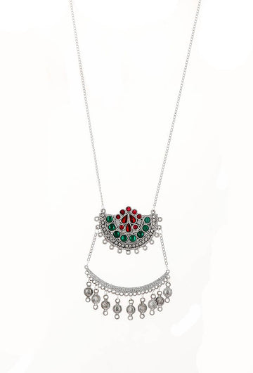Multi Color Afghan German Silver Necklace